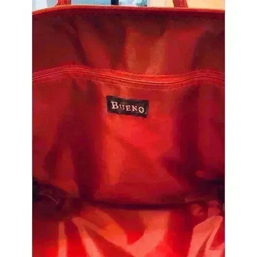 Bueno Quilted Red Faux Leather Laptop Bag Unisex Medium Workwear